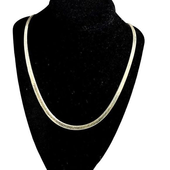 AGA# Striking 28” Sterling 925 Silver Herringbone Necklace - Picture 3 of 12